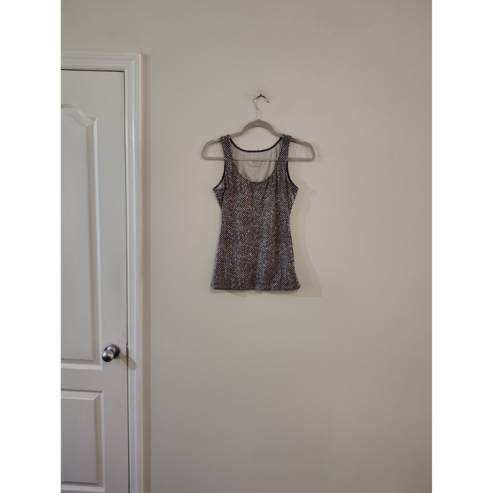 Tapemeasure Womens Black White Dotted Scoop Neck Tank Top Size Medium
